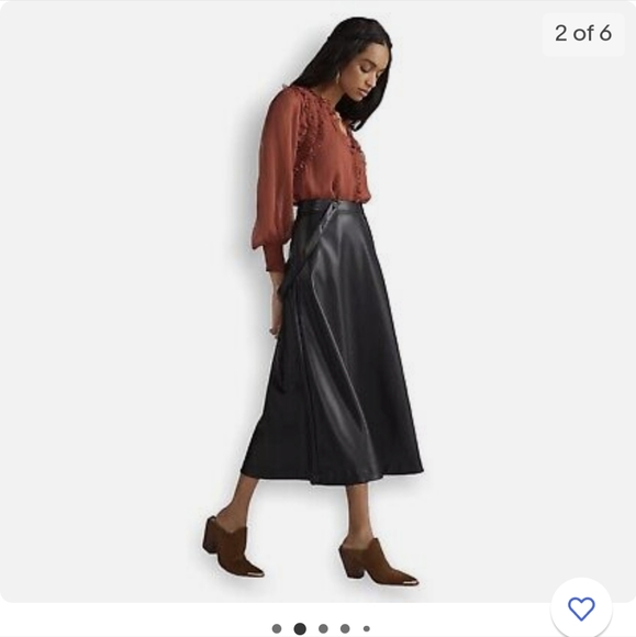 Anthropologie Black Faux Laether Pinafore Skirt - Picture 5 of 9